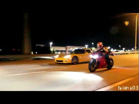 900hp Toyota Supra vs Ducati 1199 Panigale S on the highway (HD)