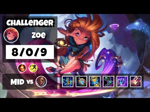Zoe vs Lucian KOREAN Challenger MID (8/0/9) - v11.11