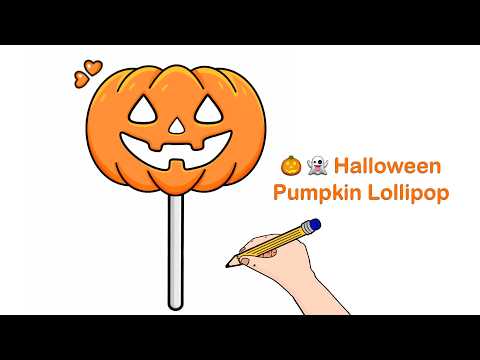 How To Draw a Cute Halloween Pumpkin Lollipop Easy | Learn to draw a cute Halloween pumpkin lollipop