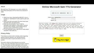 Online Microsoft Sam TTS Generator: Robosoft One voice