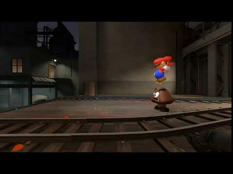 mario stomping a goomba