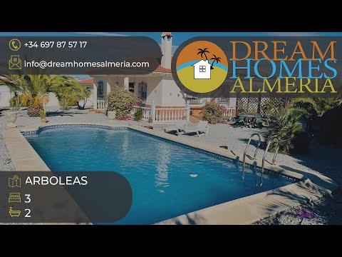 3 bed villa with 10 x 4 pool and views on 1154m plot Los Garcias Arboleas just 194,950 euros