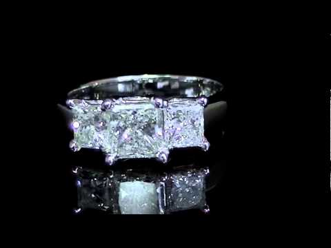 1 3/4 CTW Three Stone Princess Cut Diamond Engagement Anniversary Ring in 14K White Gold