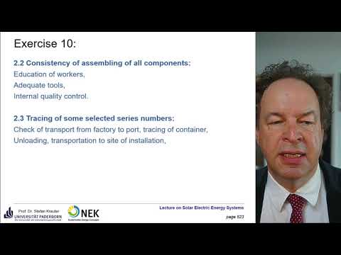 Solution to Exercise 10 "Solar Electric Energy Systems" - Quality Control