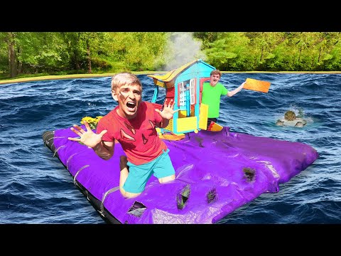 SURVIVING LAST TO LEAVE BACKYARD WATERPARK with POND MONSTER!! (Winner Gets $10,000) Video