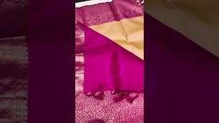 Pure Kancheepuram Silk Saree in SANDAL with PINK colour border