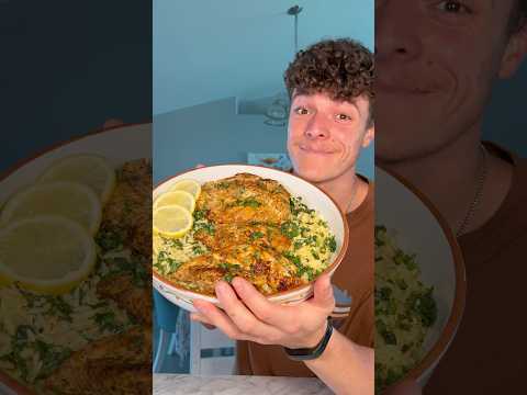 Lemon chicken with creamy spinach orzo