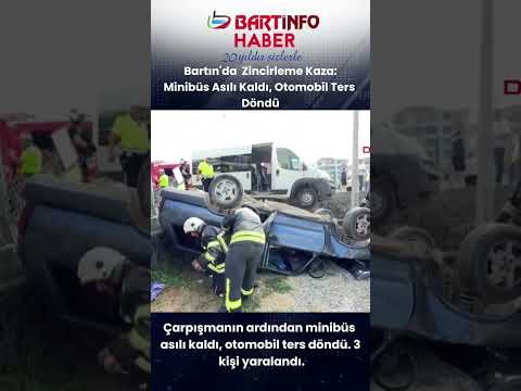 💥Bartın'da Zincirleme Kaza: Minibüs Asılı Kaldı, Otomobil Ters Döndü 3 yaralı