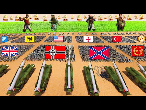 10,000,000 Zombie Beach Invasion VS EVERY UEBS 2 Army in History!