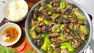 Bí quyết Lòng Gà, Lòng Vịt Xào Mướp thơm ngon, mướp không bị ra nhiều nước