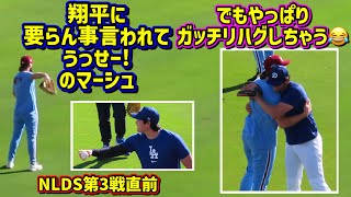 目撃‼️バチバチのNLDS試合直前なのに仲良すぎな大谷とマーシュ😂 【現地映像】NLDS10/8vsフィリーズShoheiOhtani
