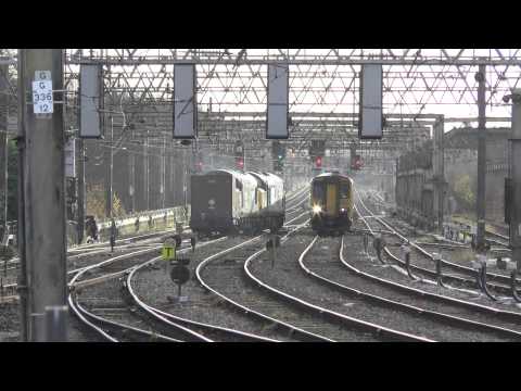 Tractors 37605 37059 on 6K73 Sellafield to Crewe at Preston 22/11/2014