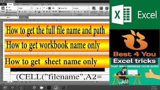 Excel: How to get full ///file name and path ///// workbook name //// sheet name