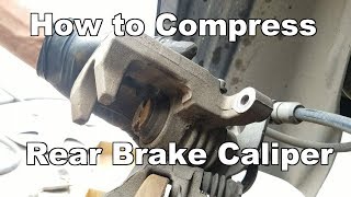 How to Compress Rear Brake Caliper Piston (How to Use Brake Caliper Tool)