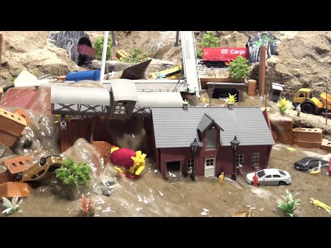 Model Railroad VS Dam Failure Experiment - Diorama Dam Breach