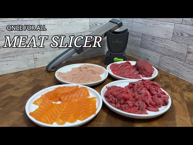 Vídeo relacionado con LeKuni Cortadora de Carne Cruda Fresca, Grosor Ajustable 2 o 4 mm, Rebanadora Manual Con Cepillo, Gancho, Afilador