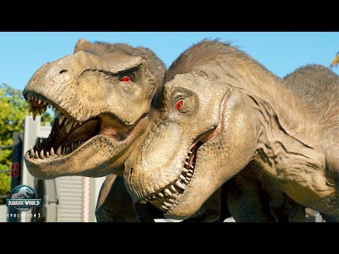 2 TYRANNOSAURUS-REX VS ALL LARGE & MEDIUM DINOSAURS IN HAWAII MAP – JURASSIC WORLD EVOLUTION 3