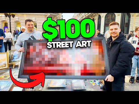 HUGE $100 Street Art on Giant Mirror!! (I Found A Street Artist... 🎨💯)