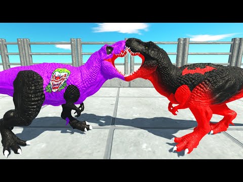 JOKER T-REX vs RED BATMAN T-REX DEATH RUN - Animal Revolt Battle Simulator