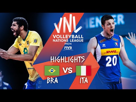 Волейбол Brazil vs. Italy — FIVB Volleyball Nations League — Men — Match Highlights, 21/06/2021