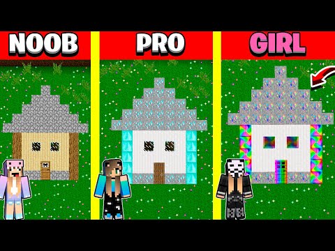 Minecraft Battle:  TUNNEL HOUSE  BUILD CHALLENGE - NOOB vs PRO vs GIRL / Animation