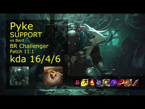 Pyke Support & Kai'Sa vs Bard & Ezreal - BR Challenger 16/4/6 Patch 11.1 Gameplay