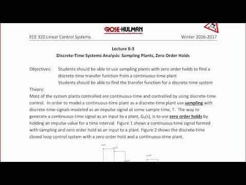 ECE320 Lecture 8-3a: Discrete-Time Systems - Sampling Plants, Zero Order Holds