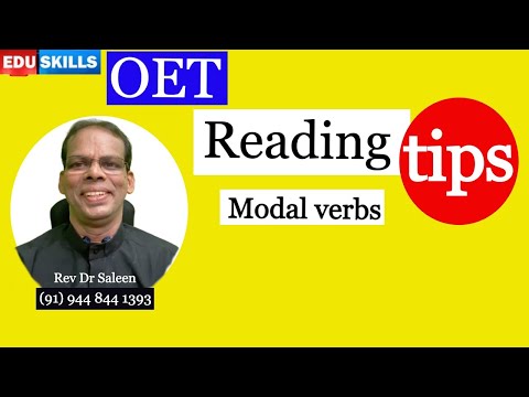 Edu Skills OET Reading Part   B   Tips , Tricks & Strategies Model verbs, Elimination