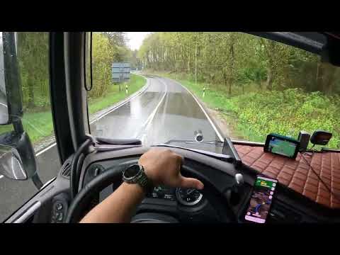POV Drive DAF XF. RAIN VS SLIPPY ROAD 😎🇩🇪.Cockpit View.