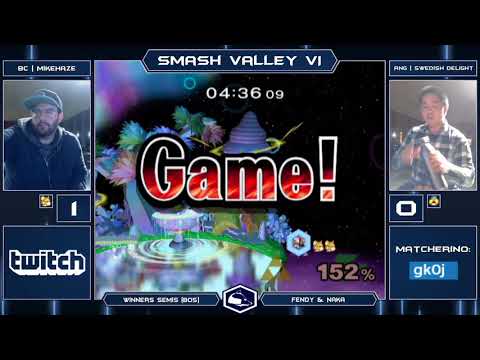 Smash Valley VI Melee Singles - BC | MikeHaze (Fox) vs RNG | Swedish Delight (Sheik) - Winners Semis