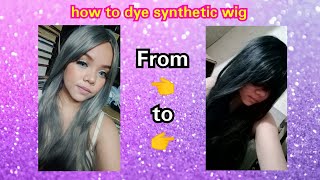 How to dye synthetic wigs (i dye it from gray to black 🤣)