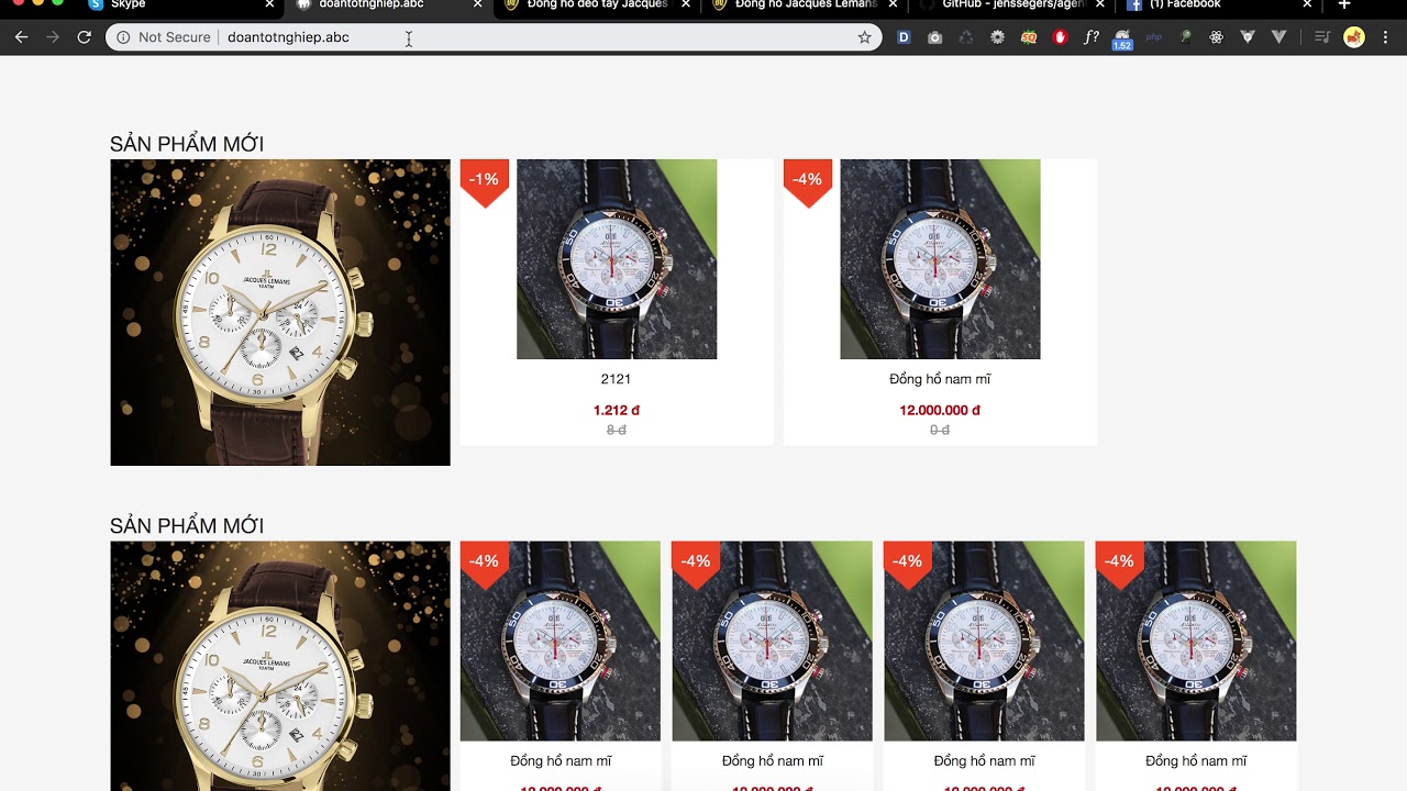 [Seri] - Website đồng hồ - Sản phẩm mới trang chủ