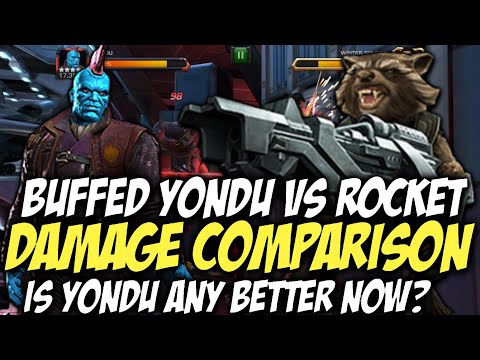 Buffed Yondu Vs Rocket Raccoon Damage Comparison | Marvel Contest Of Champions