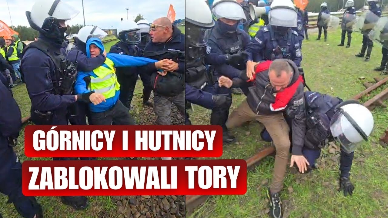 HUTNICY I GÓRNICY ZABLOKOWALI TORY. WKROCZYŁA BANDYCKA , OKUPACYJNA POLICJA !