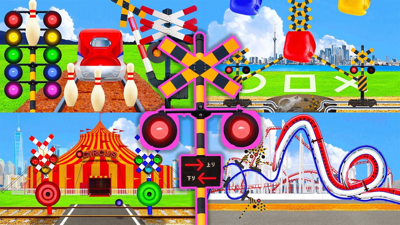 【踏切アニメ】遊園地ふみきりテーマパークまとめ♪Amusement park! Compilation of imaginary railroad crossings