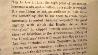 The Limelighters: Hey Li Lee Li Lee (RCA Victor LPM-2907)