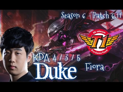 SKT T1 Duke FIORA Top vs Irelia - Patch 6.11 KR | League of Legends