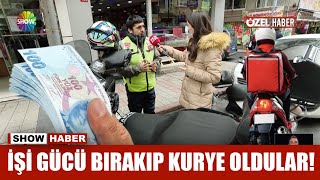 İşi gücü bırakıp kurye oldular!