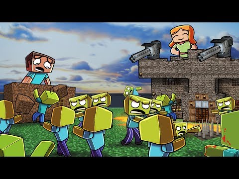 Minecraft | ZOMBIE BASE CHALLENGE - Zombie Horde Attacks! (Noob vs Pro)