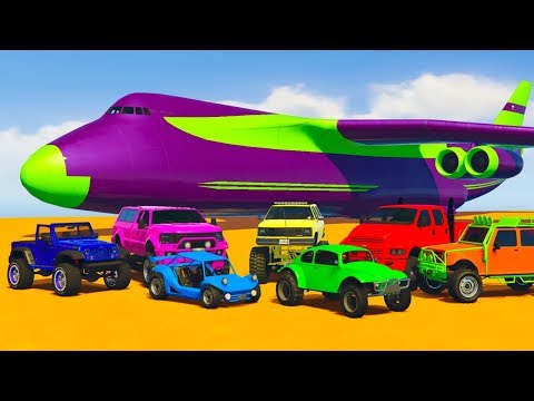 Biggest Airplane Transportation Offroad Cars with Spiderman Cars - GTA V MODS