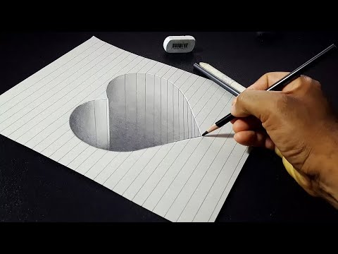 drawing 3d heart shape by art craft kids tv