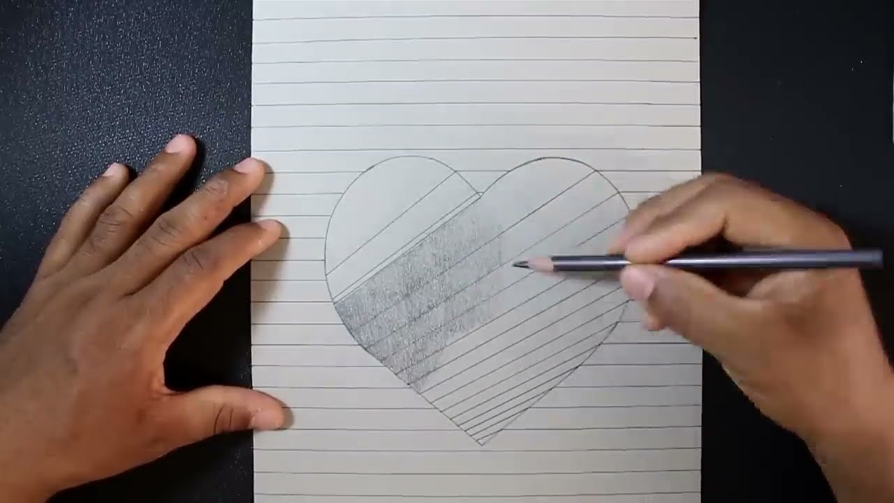 drawing 3d heart shape by art craft kids tv