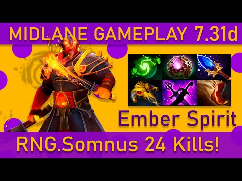 🔥 RNG.Somnus Ember Spirit 24 Kills Mid Gameplay - Dota 2 Top MMR (avg 8830)