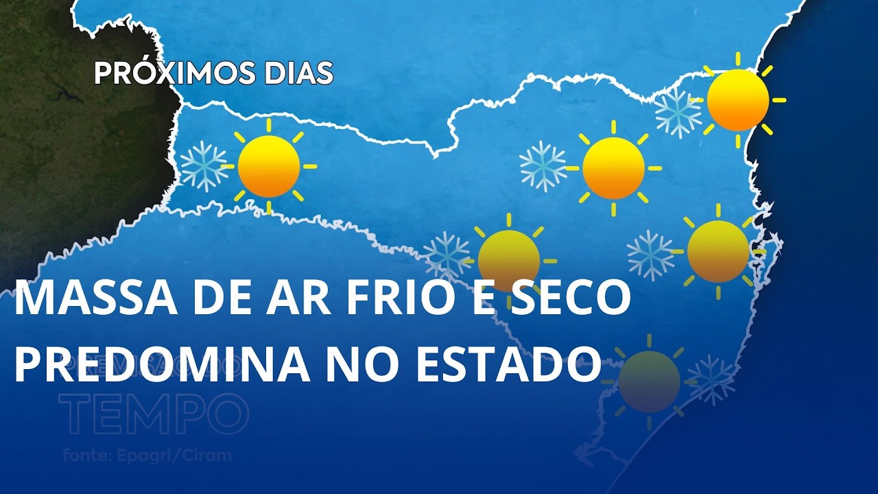 Massa de ar frio e seco predomina no estado
