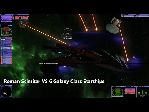 6 Galaxy Class Starships VS Reman Scimitar | Both Sides | Star Trek Bridge Commander Battle |