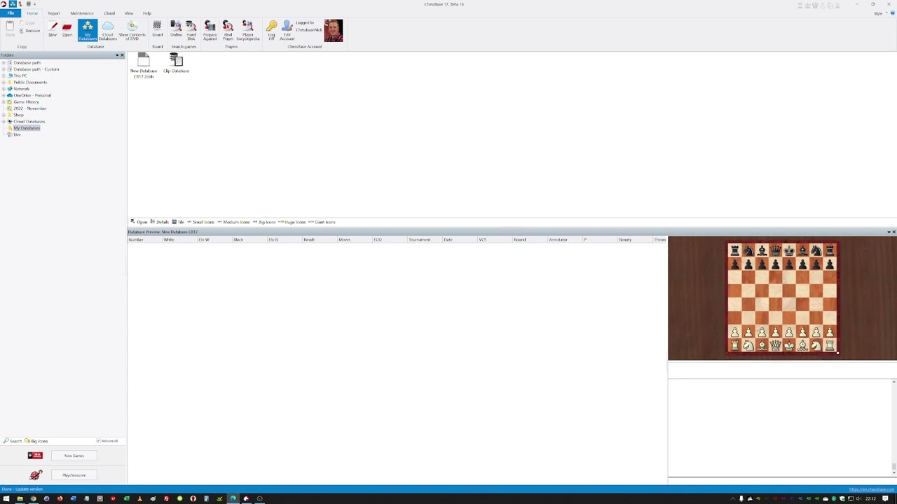 ChessBase 17-  Layout and Data