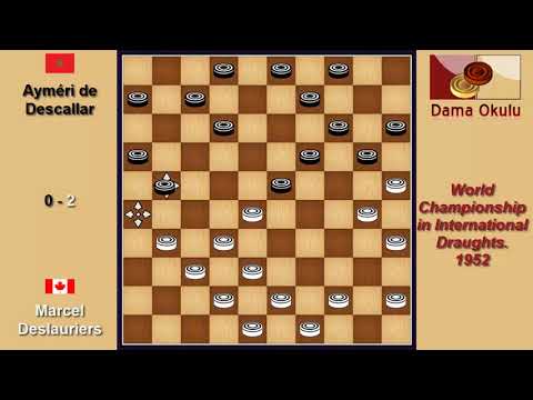 Marcel Deslauriers (CAN) - Ayméri de Descallar (MAR). Draughts World Championship. 1952.