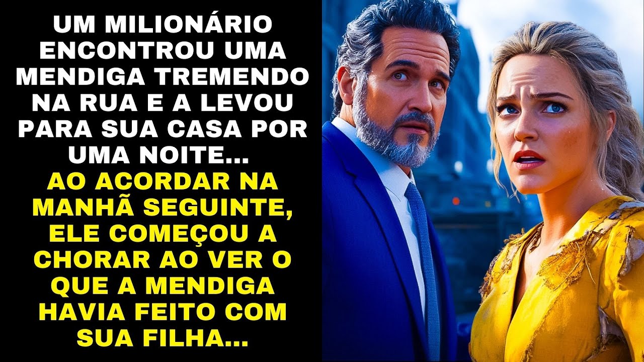 MILIONÁRIO ENCONTROU UMA MENDIGA TREMENDO NA RUA E A LEVOU PARA SUA..AO ACORDAR NA MANHÃ SEGUINTE...