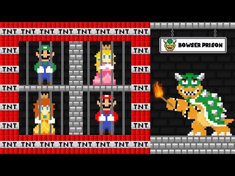 Mario, Luigi, Peach and Daisy Prison escape Bowser Jail maze | Game Animation
