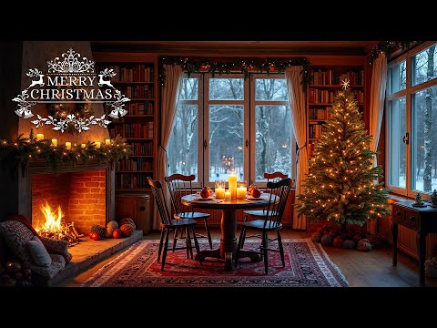 Christmas Ambience with Instrumental Christmas Music 🎄🔥 Christmas Fireplace Background